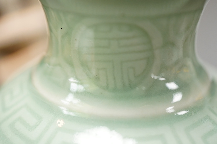 A Chinese celadon glazed landscape vase, 19th century